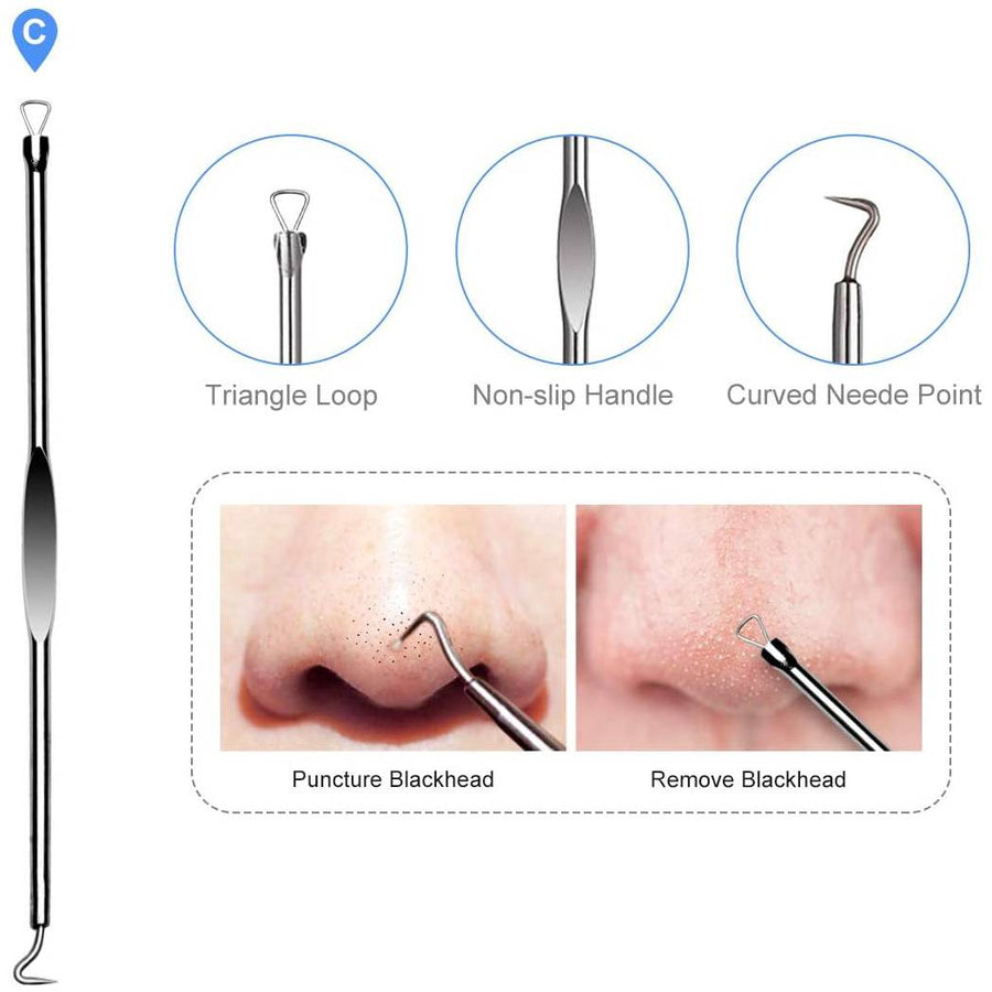 LEKADOL Acne Needle Set Blackhead Pimple Acne Whitehead Removal Needle Kit Acne Treatment Tool, Stainless Steel, 4Pcs, B23001