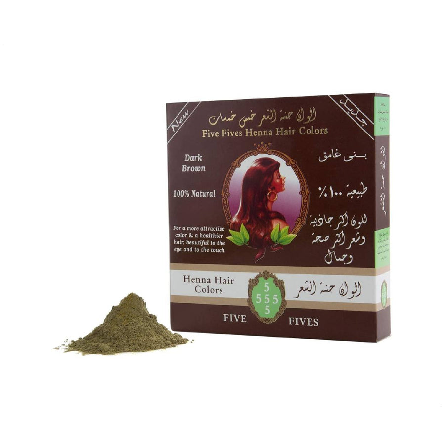 Five Fives Natural Henna Hair Color, Dark Brown - 100 gm