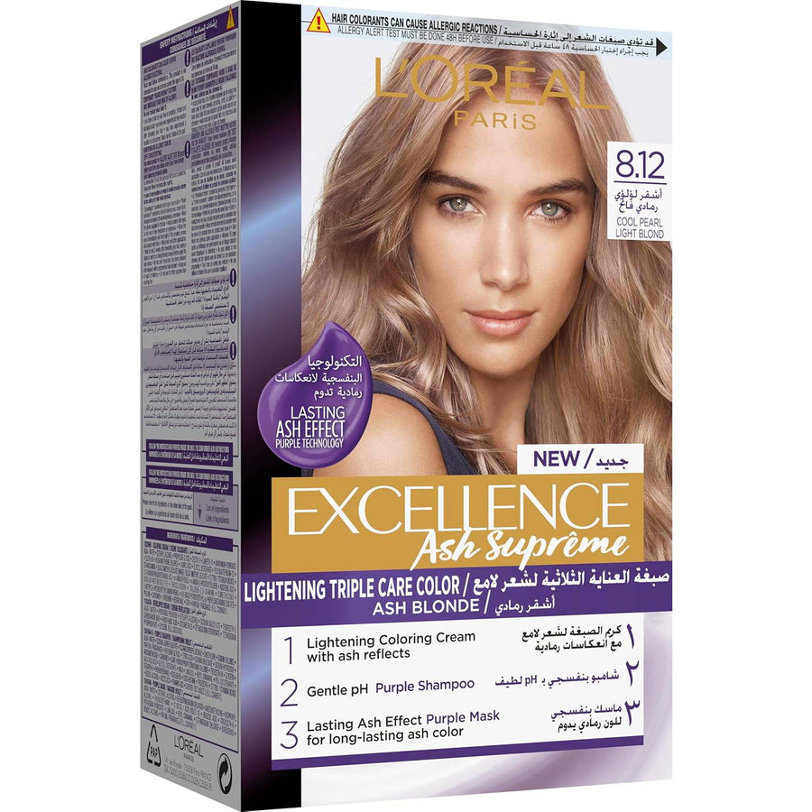 L’Oréal Paris L'Oréal Paris Excellence Hair Dye with Purple Shampoo and Hair Mask - 8.12 Cool Pearl Light Blonde