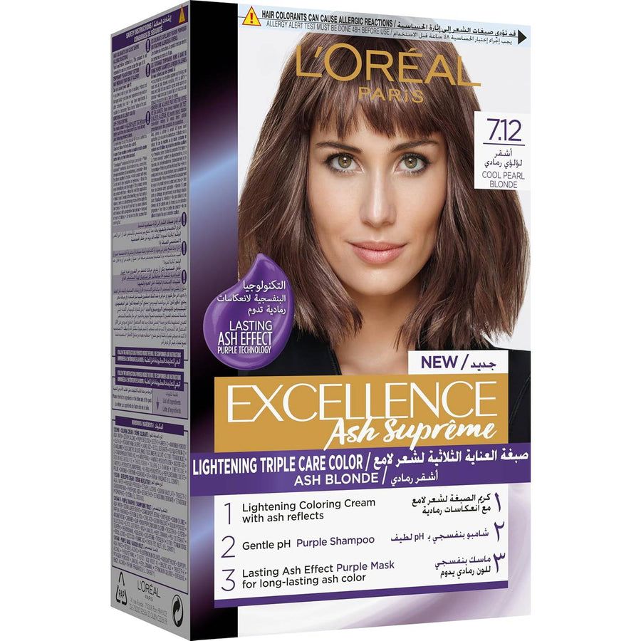 L’Oréal Paris L'Oréal Paris Excellence Hair Dye with Purple Shampoo and Hair Mask - 7.12 Cool Pearl Blonde