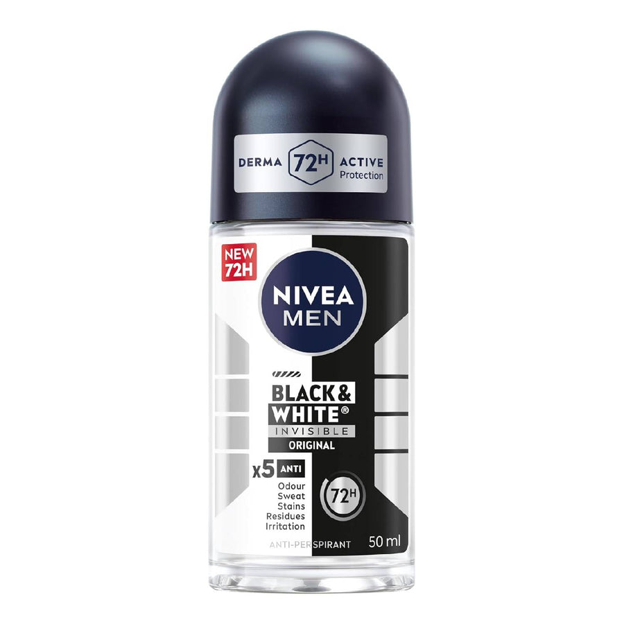 NIVEA MEN Antiperspirant Roll-on for Men, Black & White Invisible Protection Original, 50ml