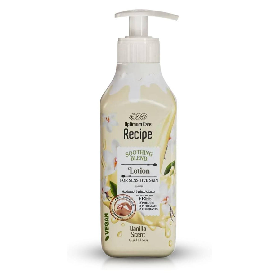 Eva cosmetics Optimum Care Recipe Soothing Blend Lotion For Sensitive Skin - Vanilla Scent 370 Ml