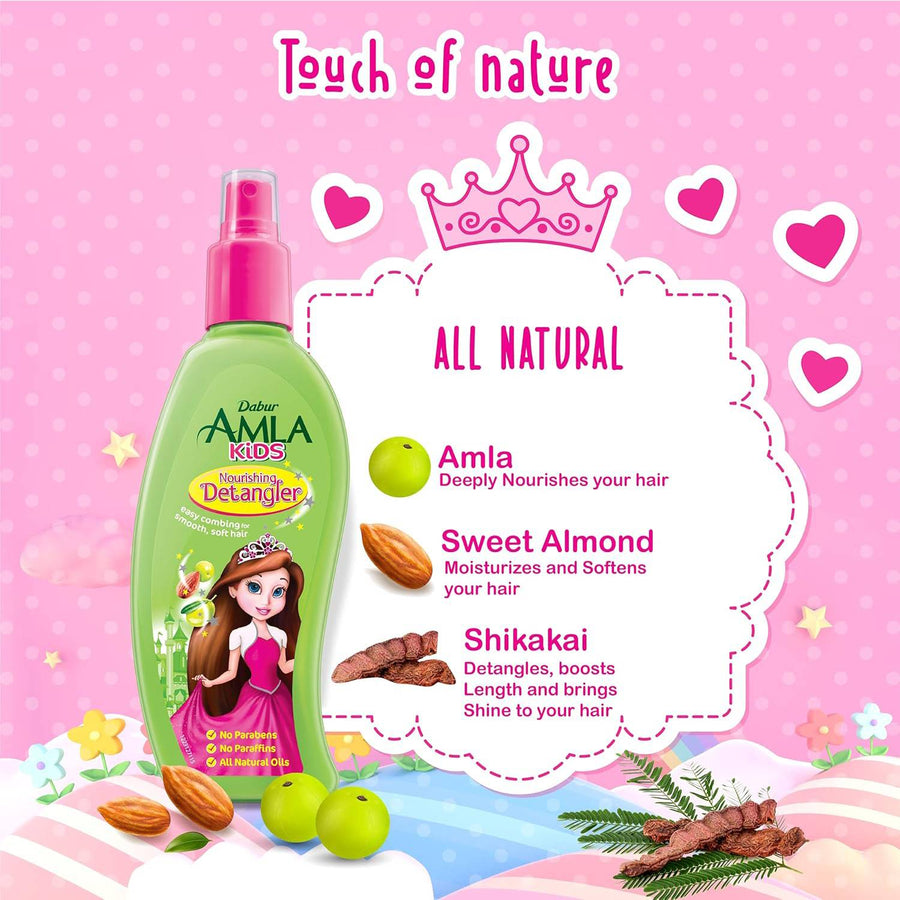 Dabur Amla Kids nourishing kids detangler | easy combing for smooth & soft hair | no sulfates & no parabens - 200 ml