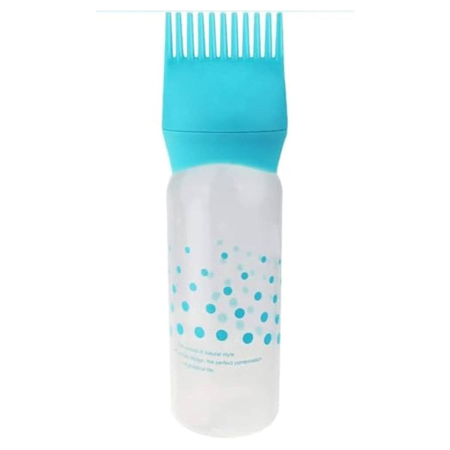 MOHAT - Root Comb Applicator Bottle - 6 Ounce Applicator Bottle for Hair Dye and Hair Oil Applicator with Graduated Scale - for Salon and Home usage (one piece coloured blue)