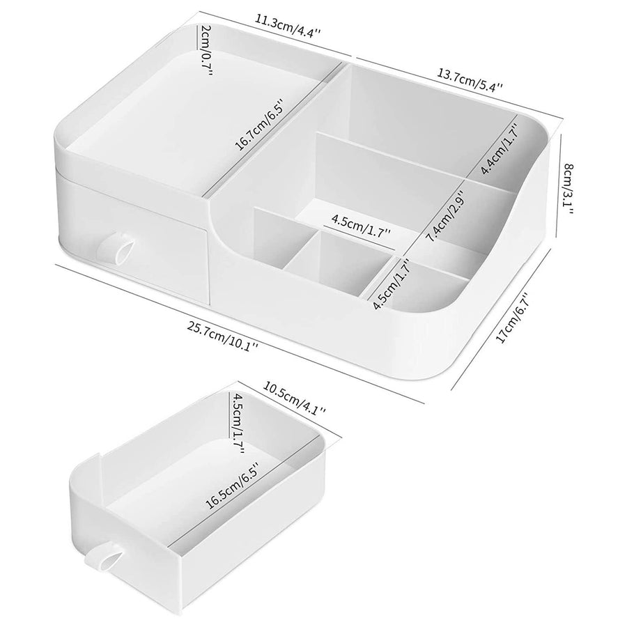 Makeup Organiser Make Up Storage, Cosmetic Storage Box Skincare Display Drawer Beauty Organizer for Bathroom Dresser Bedroom (White)