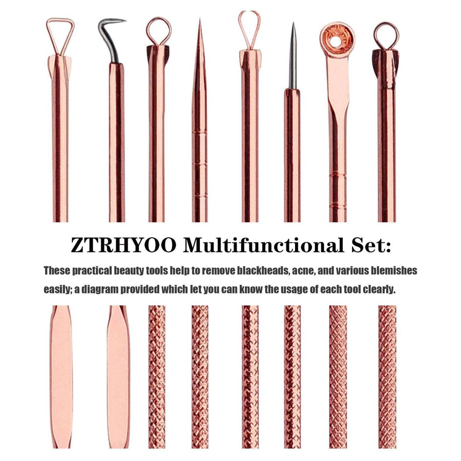 Blackhead Remover Pimple Comedone Extractor Tool Best Acne Removal Kit - Treatment for Blemish, Whitehead Popping, Zit Removing for Risk Free Nose Face Skin with Case (Rose, 4 Piece Set)