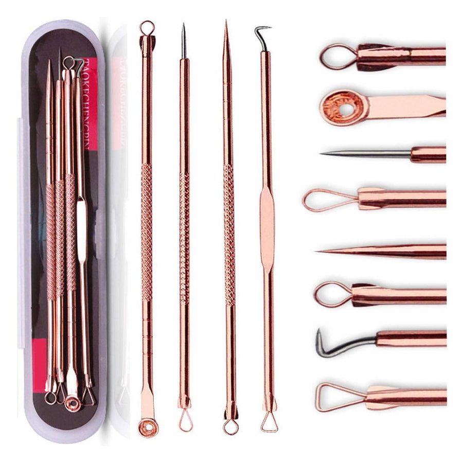 Blackhead Remover Pimple Comedone Extractor Tool Best Acne Removal Kit - Treatment for Blemish, Whitehead Popping, Zit Removing for Risk Free Nose Face Skin with Case (Rose, 4 Piece Set)