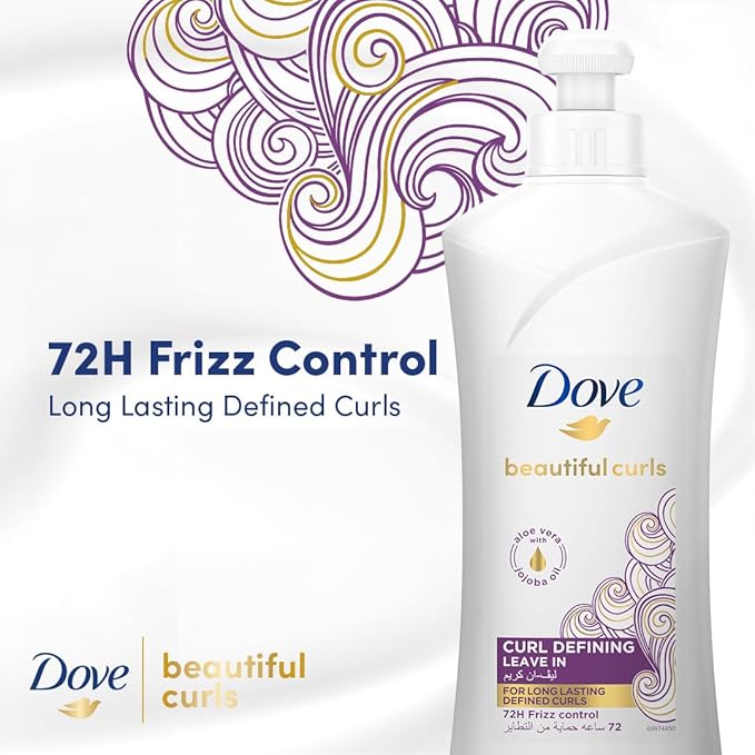 Dove Beautiful Curls Leave In infused with Aloe Vera & Jojoba Oil, to nourish your curls and lock in moisture without weighing it down, for 72 hours frizz free 300ml