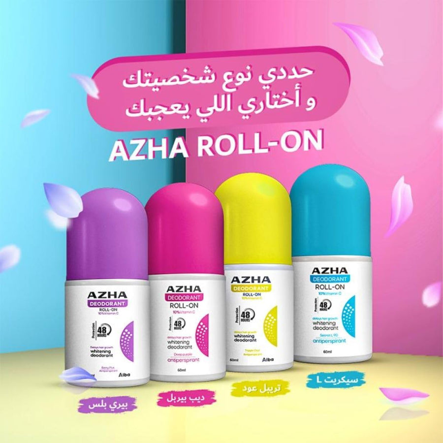 Azha Roll-On Whitening Deodorant Deep Purple Delays Hair Growth 60ml