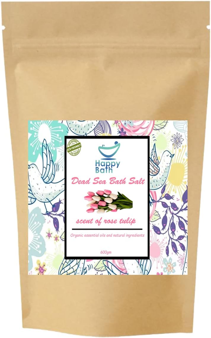 100% Natural Dead Sea Salts for Soaking, Relaxation, and Detoxification of Skin, 600 gm, scent of Tulip