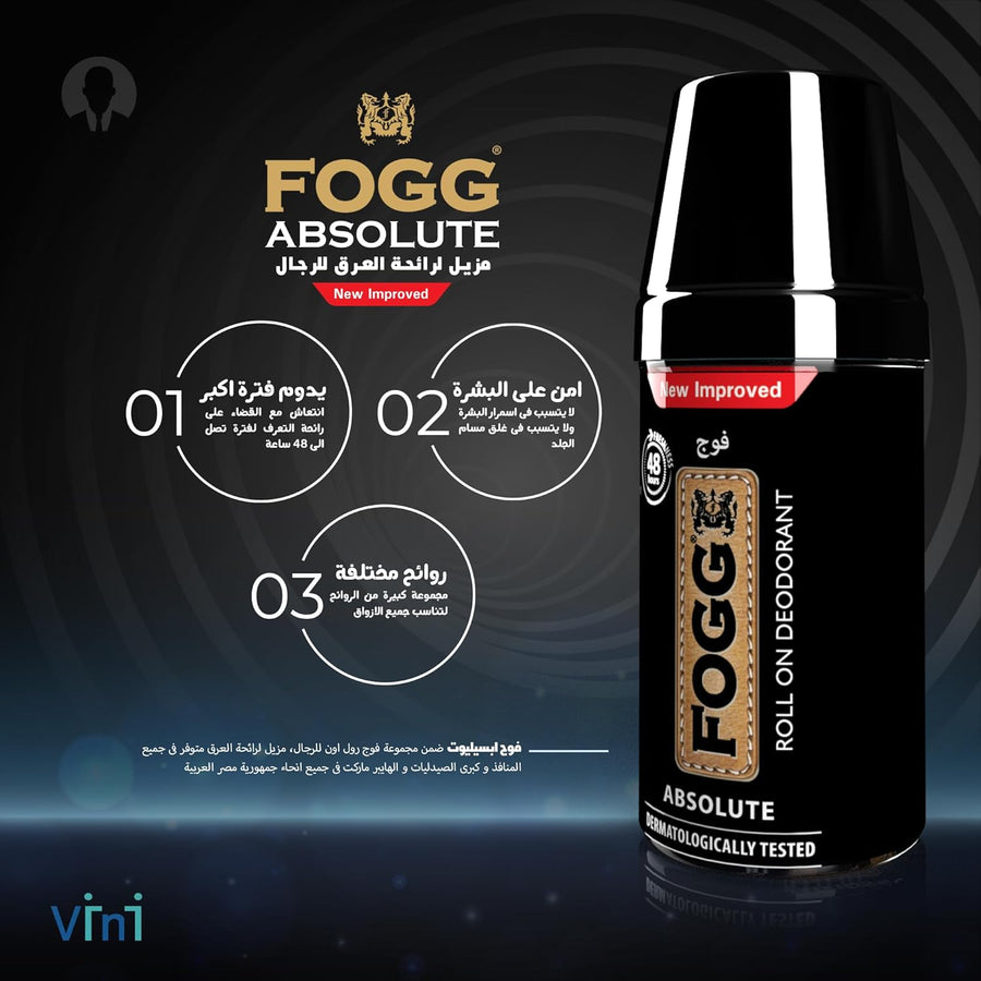 FOGG Roll On Deodorant 50 ml - Absolute for Men