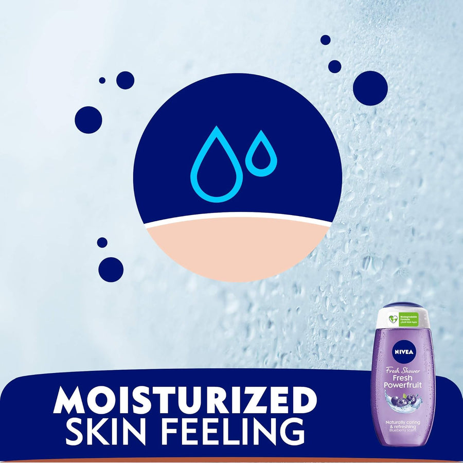 NIVEA Shower Gel Body Wash, Fresh Powerfruit Antioxidants Blueberry Scent, 250ml