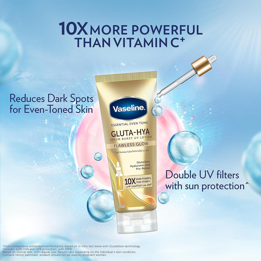 Vaseline® Gluta-Hya Flawless Glow Serum Burst body Lotion,10x more powerful than vitamin c, for glowing & eventoned skin, 200ml