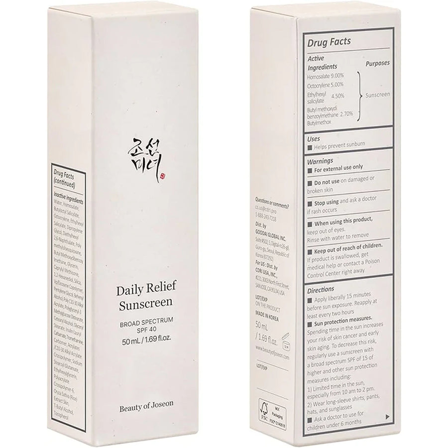Daily relief sunscreen