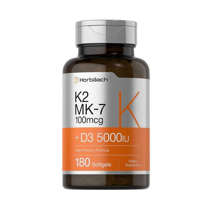 Vitamin d3 k2 | 5000iu of vitamin d & 100mcg mk-7 complex | 180 softgel capsules | non-gmo & gluten free supplement