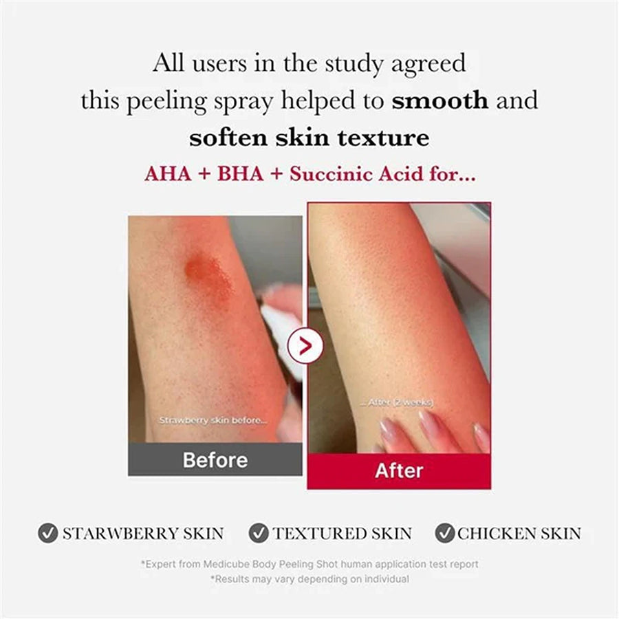 Red body peeling shot, body spray cleanser