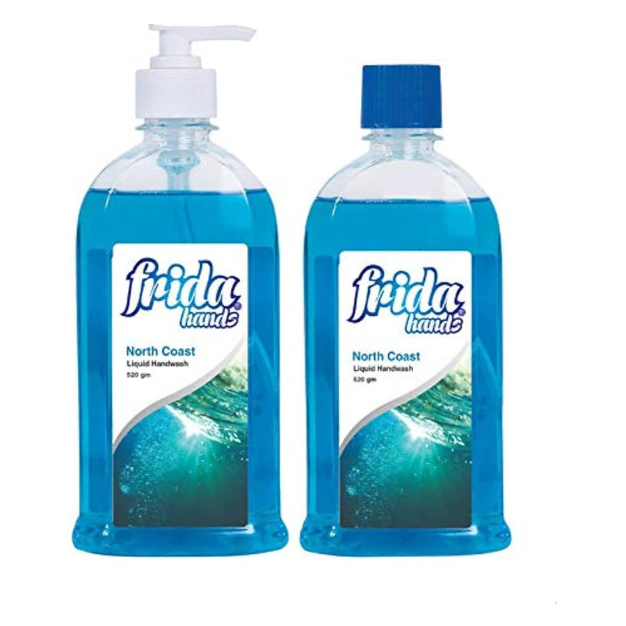 Frida hands north coast liquid hand soap with pump, 520 gm with north coast liquid hand soap bottle, 520 gm