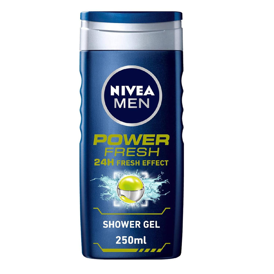 NIVEA MEN 3in1 Shower Gel Body Wash, Power Fresh 24h Fresh Effect Citrus Scent, 250ml