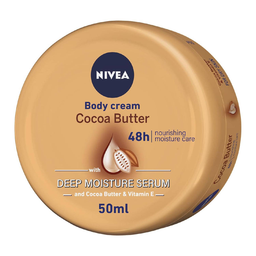 NIVEA Body Cream Dry Skin, Cocoa Butter Vitamin E, Jar 50ml