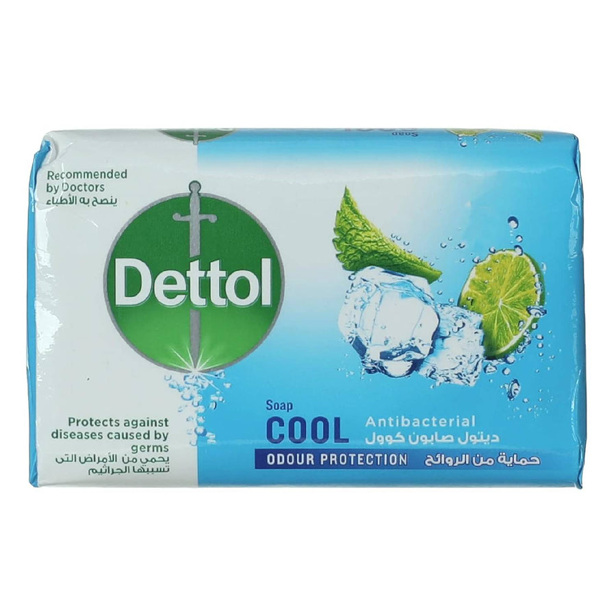 Dettol cool anti-bacterial bathing soap bar for effective germ protection, personal hygiene & odour protection , mint & bergamot fragrance, 4 pieces 115g @20% off