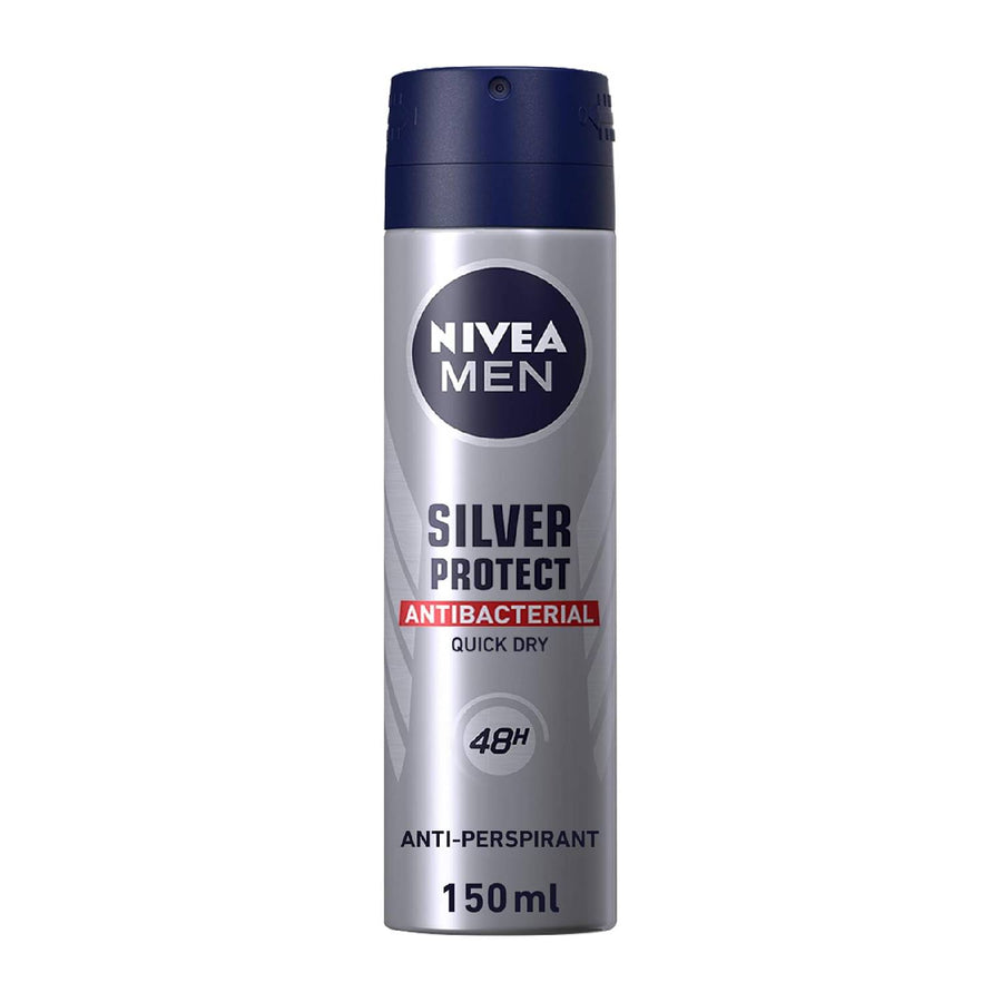 NIVEA MEN Antiperspirant Spray for Men, Silver Protect Antibacterial Protection, 150ml