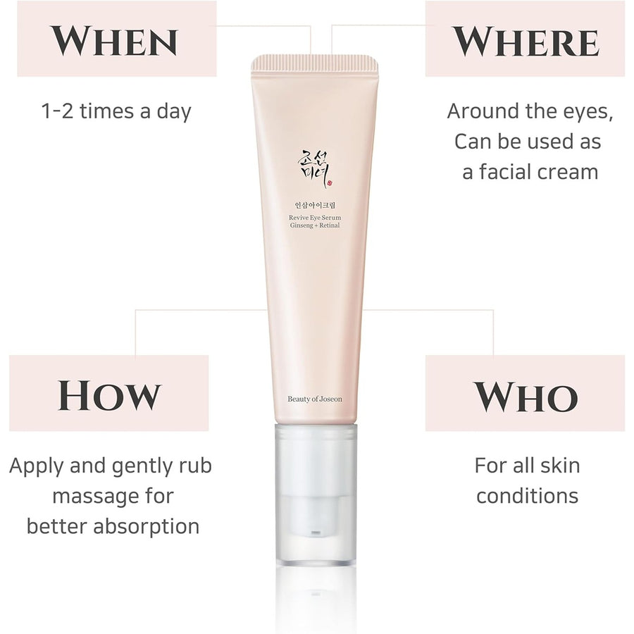 Revive eye serum with retinal niacinamide correction for puffy eye bags fine lines dark circles wrinkles, korean skin care 30ml, 1 fl.oz,