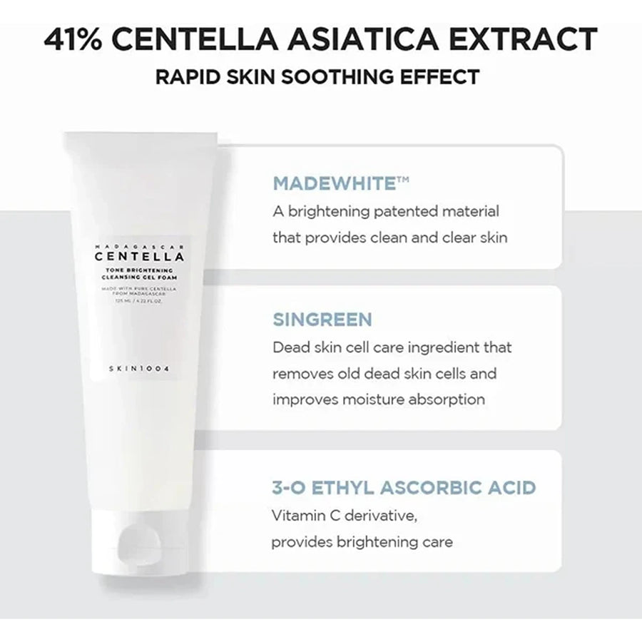 Tone brightening cleansing gel foam