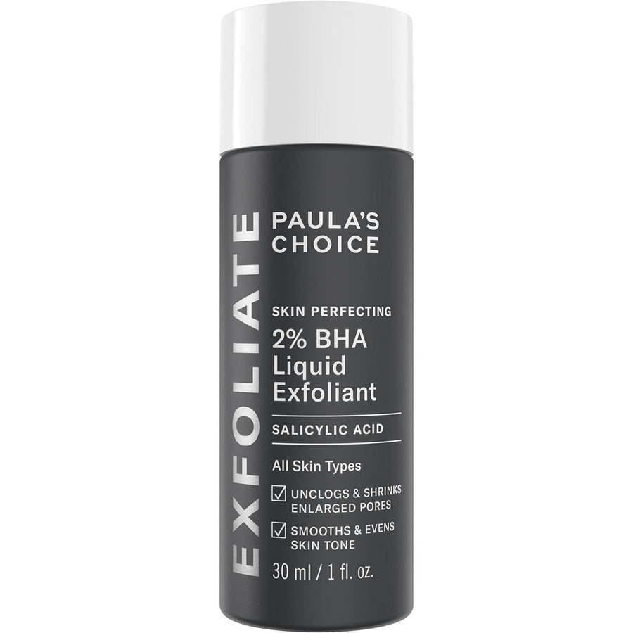Skin perfecting 2% bha,Liquid salicylic acid exfoliant, gentle facial exfoliator for blackheads, large pores, wrinkles & fine lines, travel size, 1 fluid ounce - packaging may vary