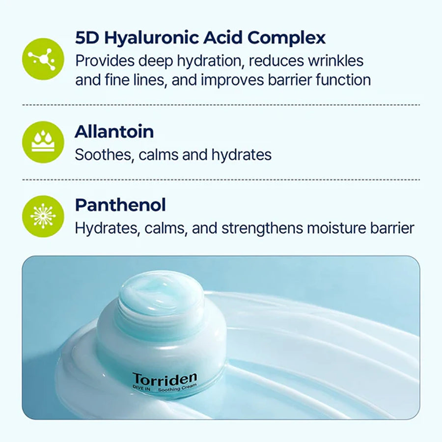 Dive-in low molecule hyaluronic acid soothing cream 100 ml